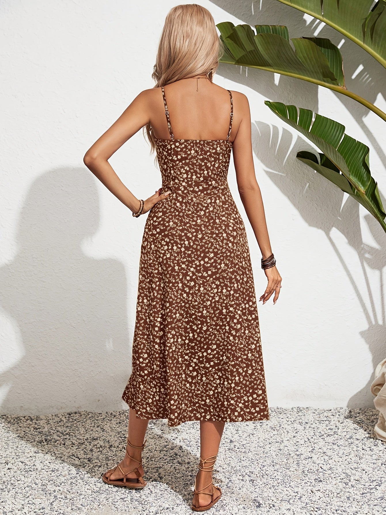 Wren | Women's Ditsy Floral Spaghetti Strap Side Slit Maxi Dress