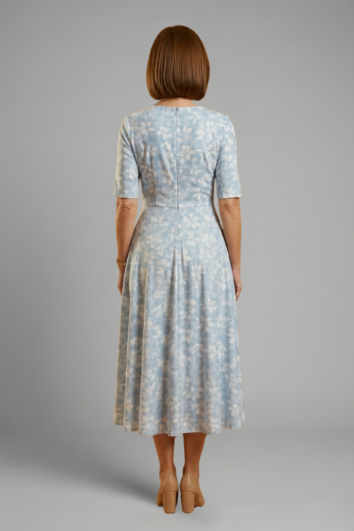 Margaux | Women's Floral V Neck Side Pocket Midi Dress