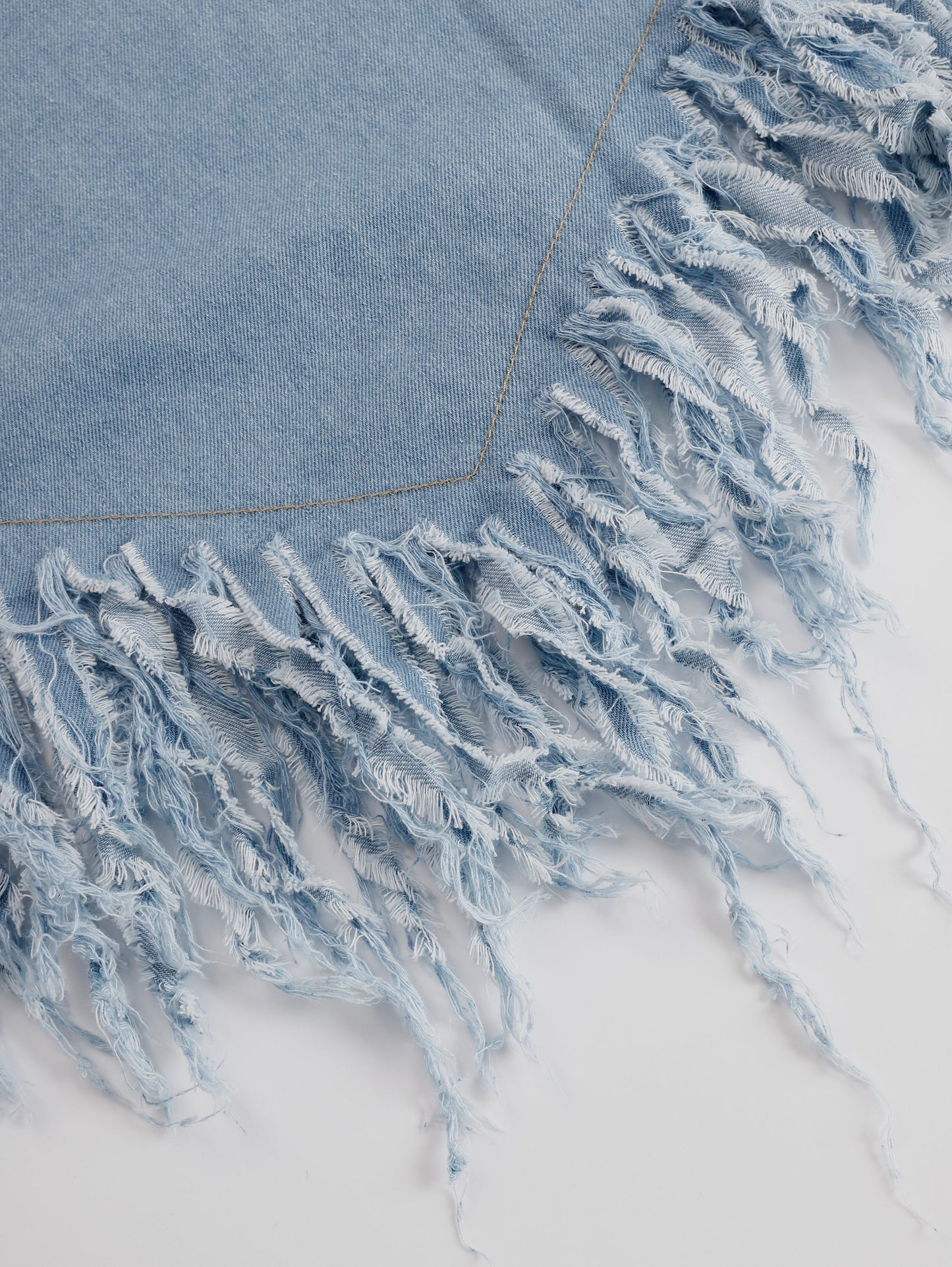 Marisol | Denim Shirt Collar Button Front Short Sleeve Raw Fringe Trim Mini Dress