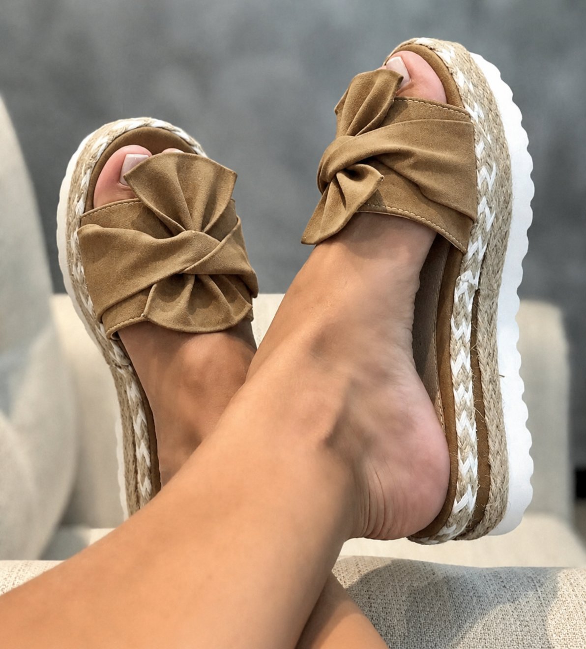 Aria | Bow Detail Woven Espadrille Platform Sandal