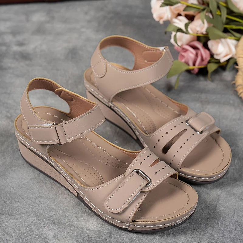 Quinn | Cutout Strap Velcro Ankle Open Toe Orthopedic Walking Sandal