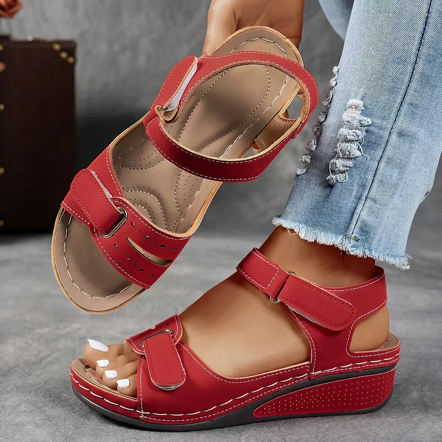 Quinn | Cutout Strap Velcro Ankle Open Toe Orthopedic Walking Sandal