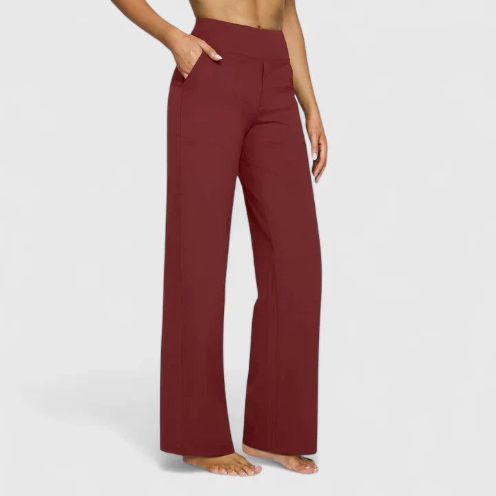 Ame | Wide Waistband High Waist Wide Leg Pocket Casual Pant