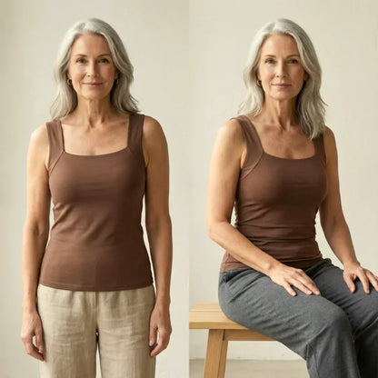 Althea | Women's Square Neck Built In Bra Tank Top