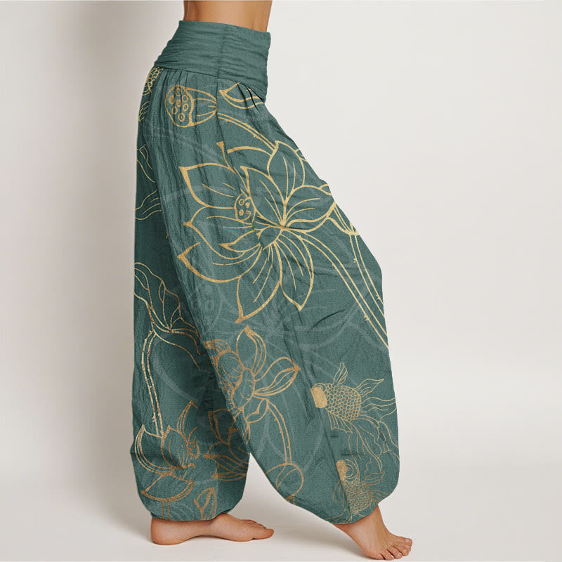 Lotus | Women's Cotton Elastic Waist Boho Print Harem Pants