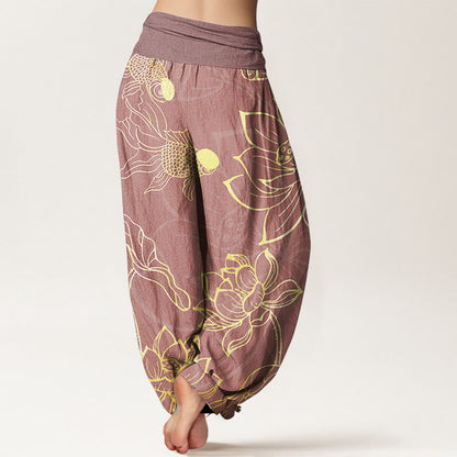 Lotus | Women's Cotton Elastic Waist Boho Print Harem Pants