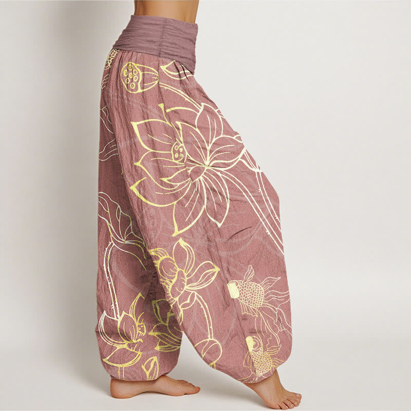 Lotus | Women's Cotton Elastic Waist Boho Print Harem Pants