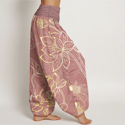 Lotus | Women's Cotton Elastic Waist Boho Print Harem Pants