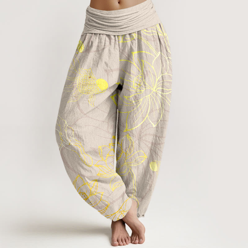 Lotus | Women's Cotton Elastic Waist Boho Print Harem Pants