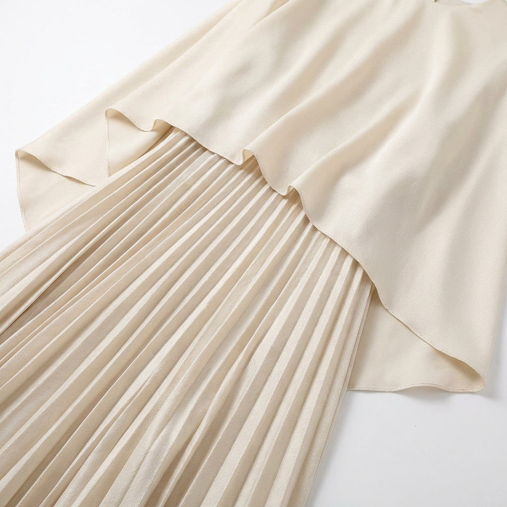 Seraphine | Women's Cape Sleeve High Neck Pleated Chiffon Maxi Dress