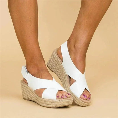 Neve | Cross Strap Espadrille Wedge Slingback Orthopedic Sandal