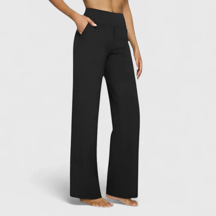 Ame | Wide Waistband High Waist Wide Leg Pocket Casual Pant