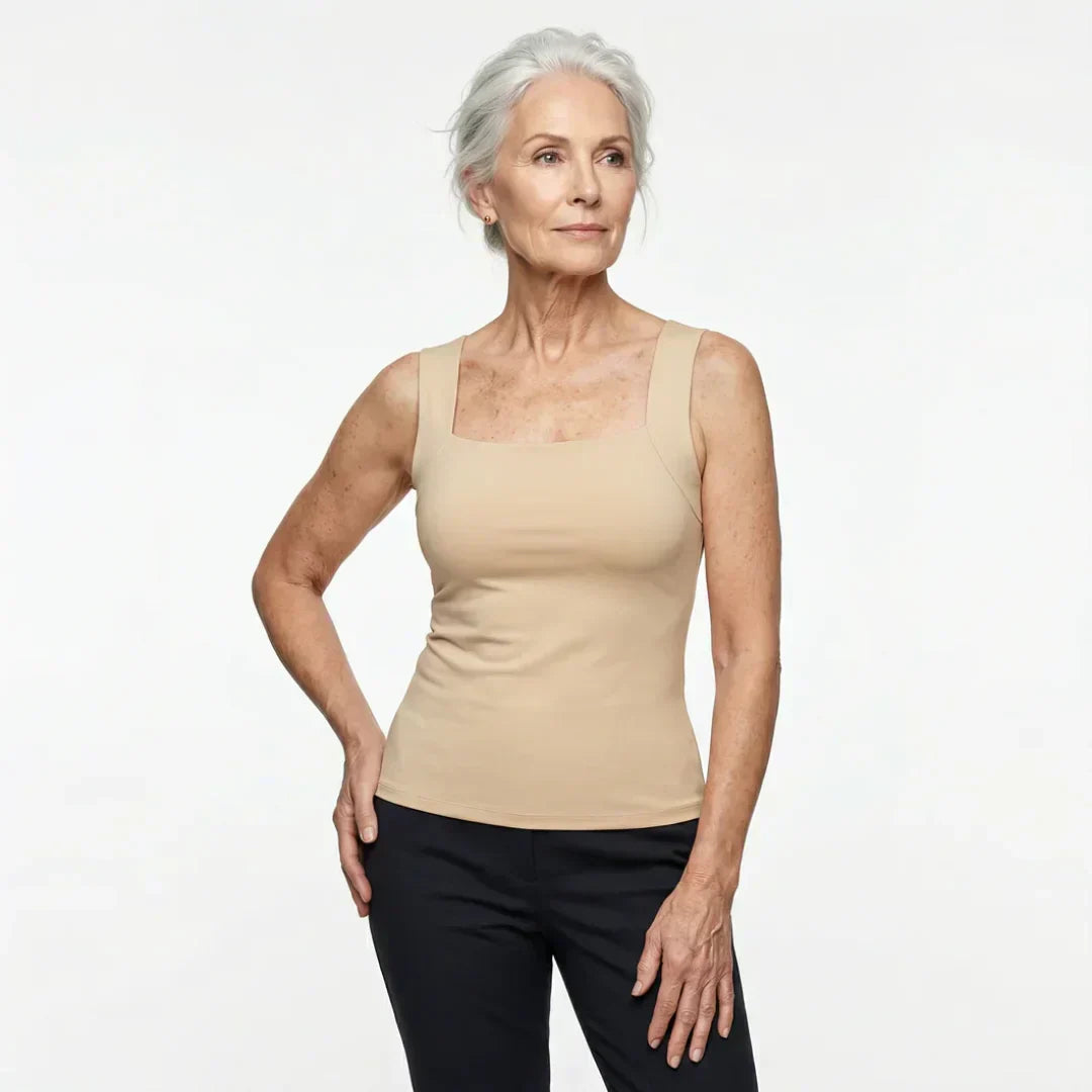 Althea | Women's Square Neck Built In Bra Tank Top