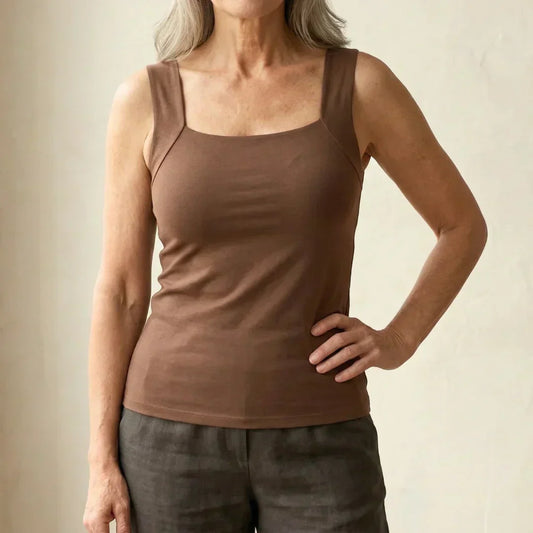 Althea | Women's Square Neck Built In Bra Tank Top