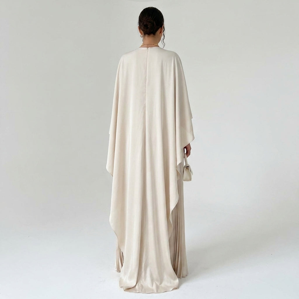 Seraphine | Women's Cape Sleeve High Neck Pleated Chiffon Maxi Dress