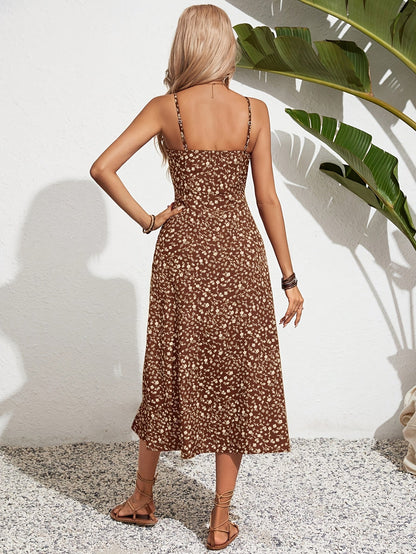 Wren | Women's Ditsy Floral Spaghetti Strap Side Slit Maxi Dress