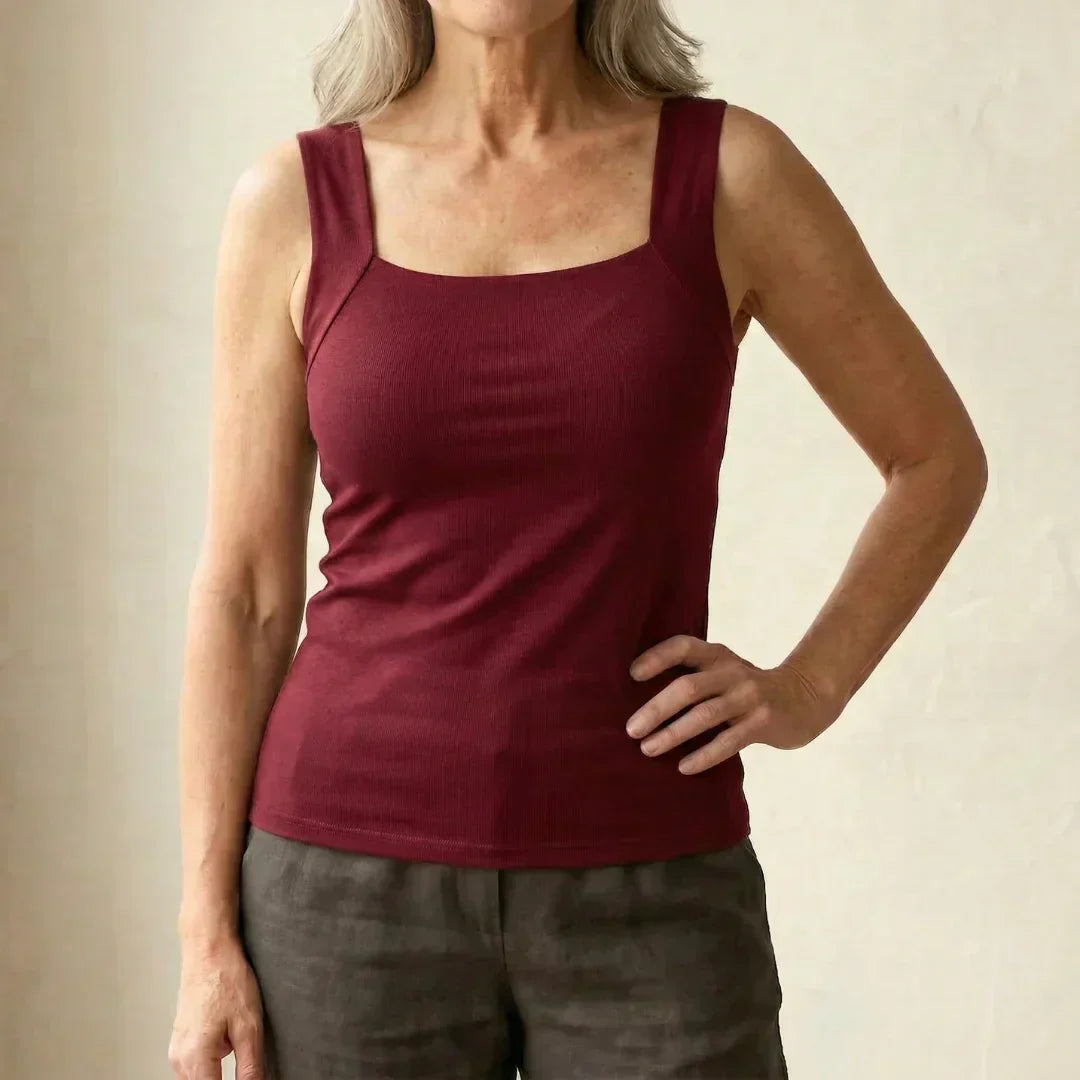 Althea | Women's Square Neck Built In Bra Tank Top