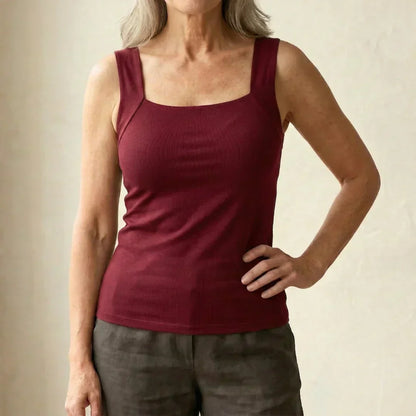 Althea | Women's Square Neck Built In Bra Tank Top
