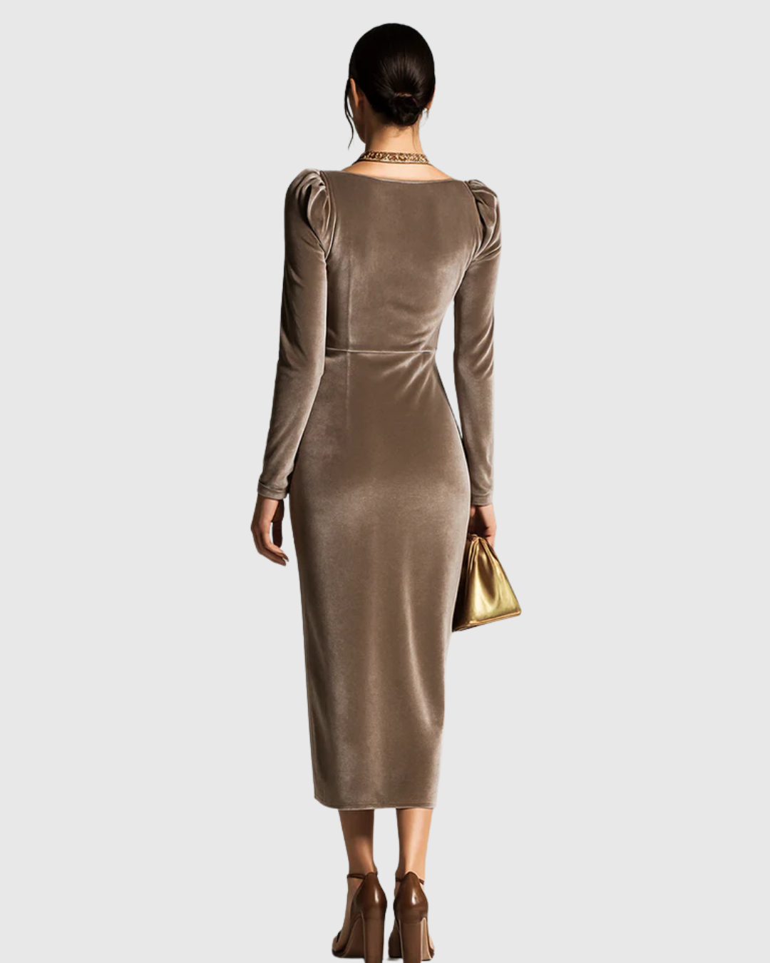 Adelaide | Long Sleeve Ruched Asymmetric Bodycon Elegant Midi Dress