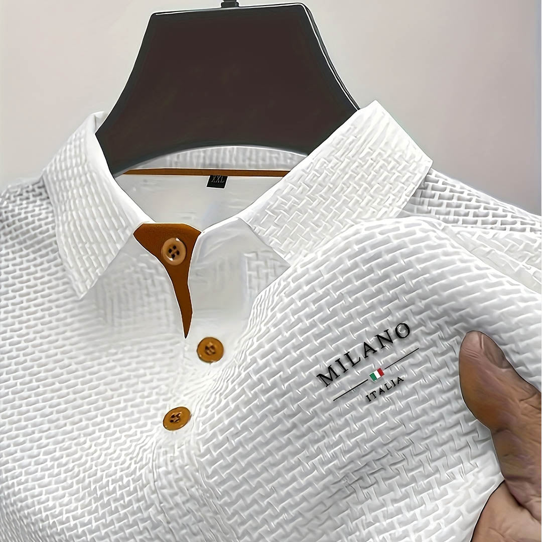 Enzo | Men's Textured Waffle Polo Shirt