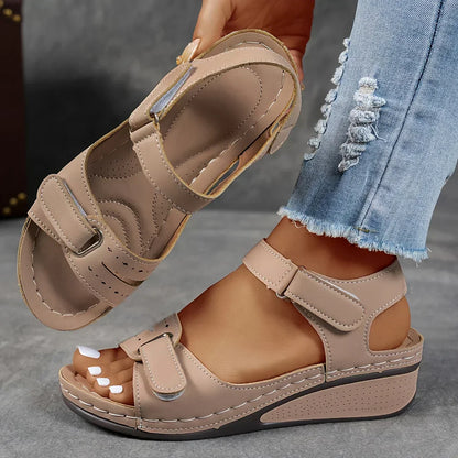 Quinn | Cutout Strap Velcro Ankle Open Toe Orthopedic Walking Sandal
