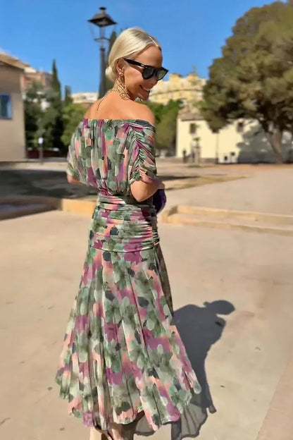 Philippa | Women's Elegant V Neck Chiffon Pleated Wedding Guest Maxi Dress