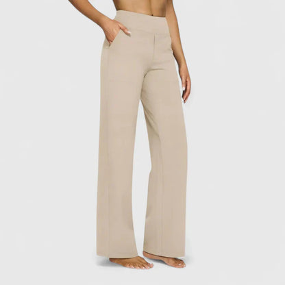 Ame | Wide Waistband High Waist Wide Leg Pocket Casual Pant