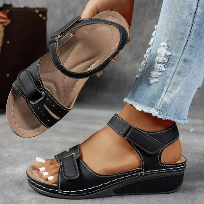 Quinn | Cutout Strap Velcro Ankle Open Toe Orthopedic Walking Sandal