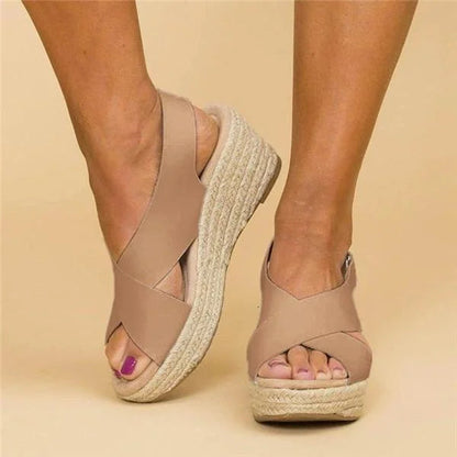 Neve | Cross Strap Espadrille Wedge Slingback Orthopedic Sandal