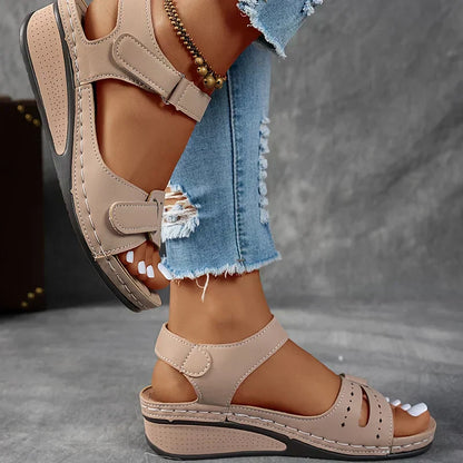 Quinn | Cutout Strap Velcro Ankle Open Toe Orthopedic Walking Sandal