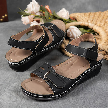 Quinn | Cutout Strap Velcro Ankle Open Toe Orthopedic Walking Sandal