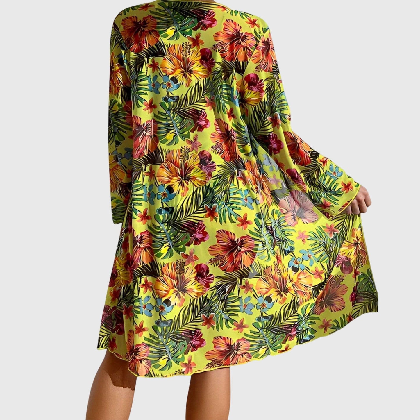 Tropica | Tropical Floral Print Tie Front High Waist Bikini Three Piece Set