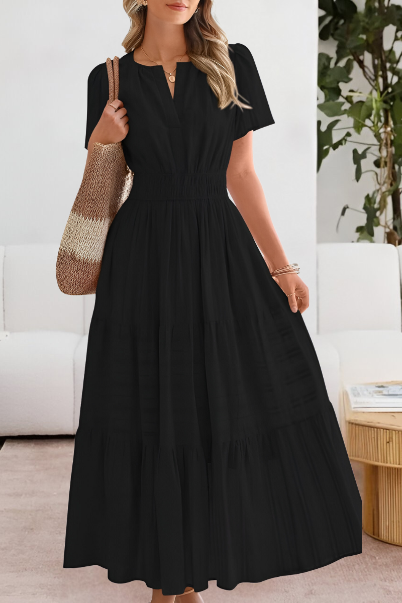 Meadow | Women's Boho Cotton Blend Tiered A Line Casual Summer Midi Dress