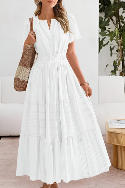 Meadow | Women's Boho Cotton Blend Tiered A Line Casual Summer Midi Dress