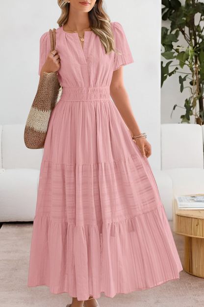 Meadow | Women's Boho Cotton Blend Tiered A Line Casual Summer Midi Dress