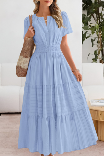Meadow | Women's Boho Cotton Blend Tiered A Line Casual Summer Midi Dress