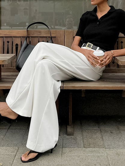 Meira | Pleated High Waist Wide Leg Tailored Pant