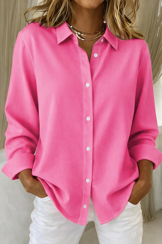 Sienna | Lapel Collar Long Sleeve Oversized Button Down Blouse