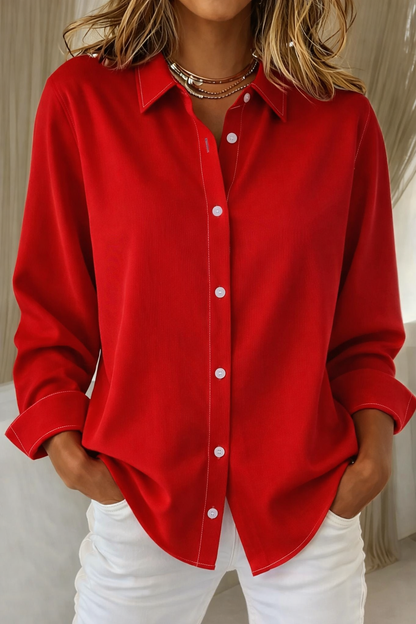 Sienna | Lapel Collar Long Sleeve Oversized Button Down Blouse