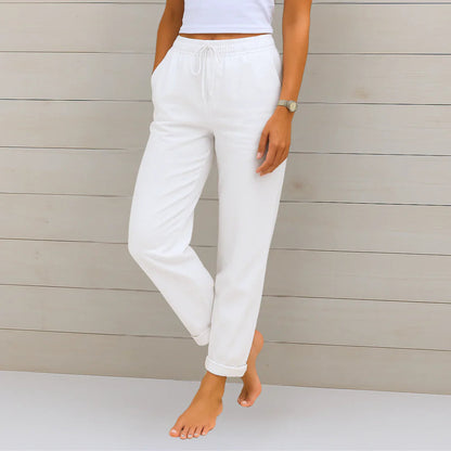Ellaine | Elastic Drawstring Waist Tapered Leg Casual Pants
