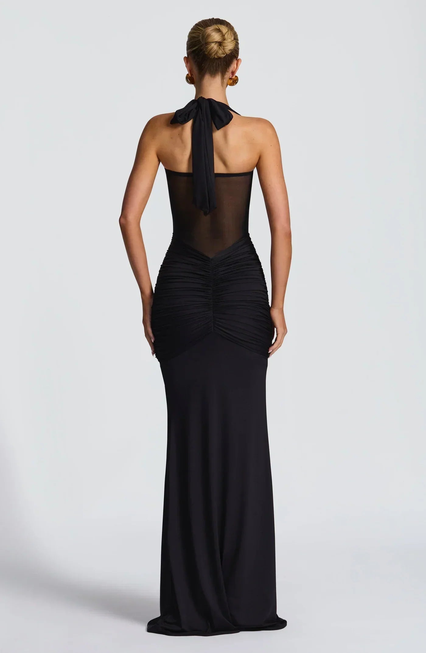 Vivienne | Women's Halter Hourglass Mesh Evening Maxi Dress