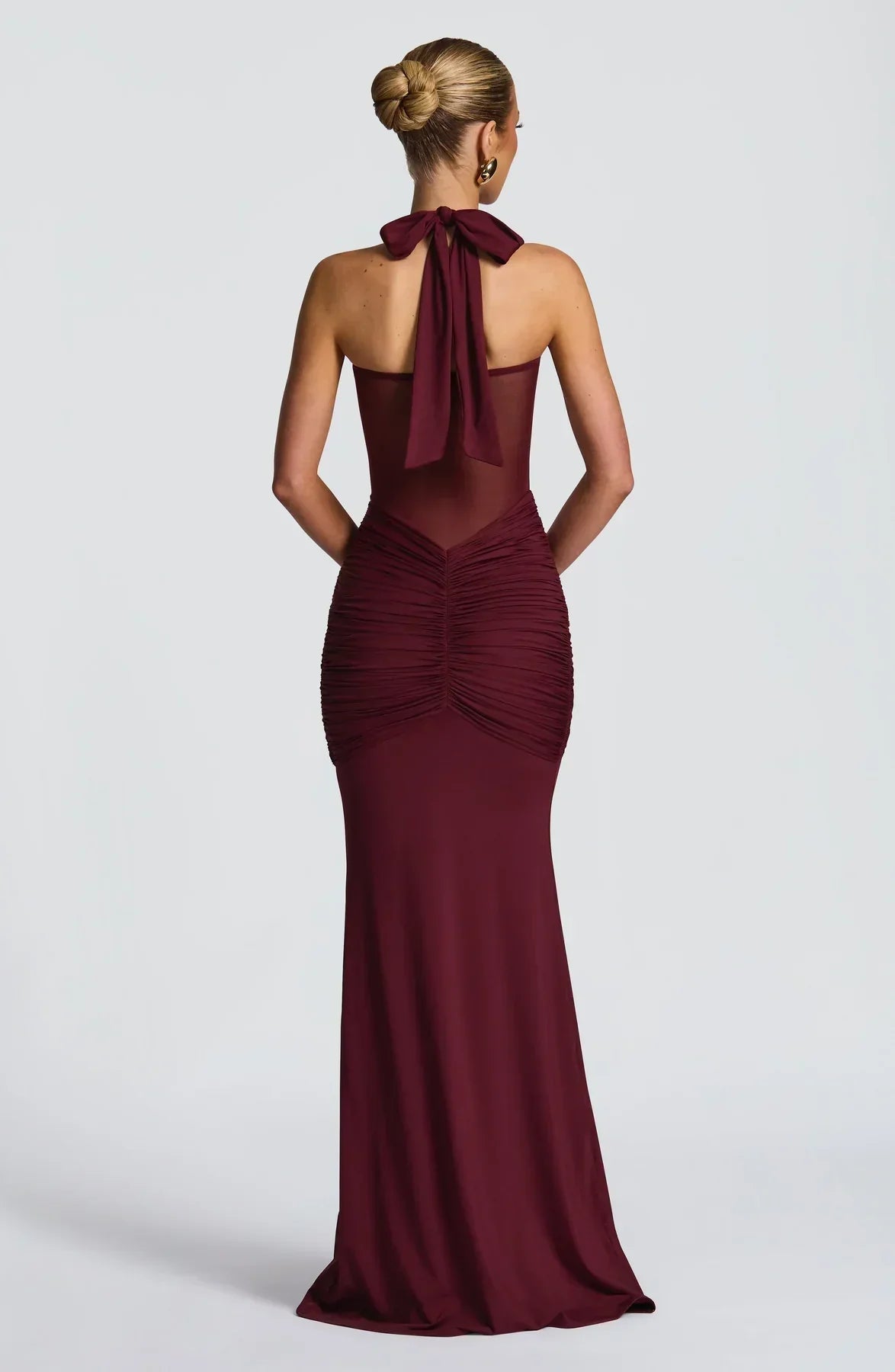 Vivienne | Women's Halter Hourglass Mesh Evening Maxi Dress