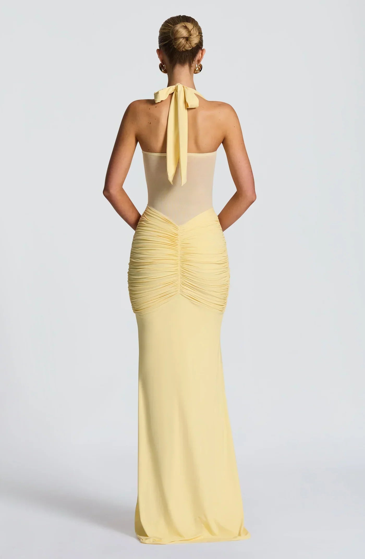 Vivienne | Women's Halter Hourglass Mesh Evening Maxi Dress