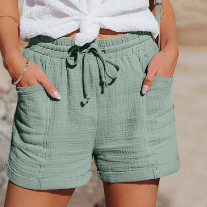 Nila | Women's Cotton Blend Elastic Waist Drawstring Casual Shorts