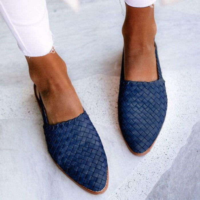 Tavira | Woven Pattern Pointed Toe Slingback Flat Sandal
