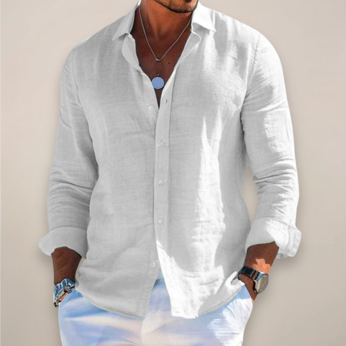 Liam | Lapel Collar Button Down Long Sleeve Relaxed Casual Shirt