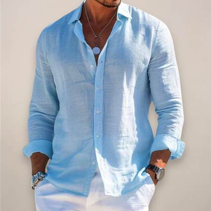 Liam | Lapel Collar Button Down Long Sleeve Relaxed Casual Shirt