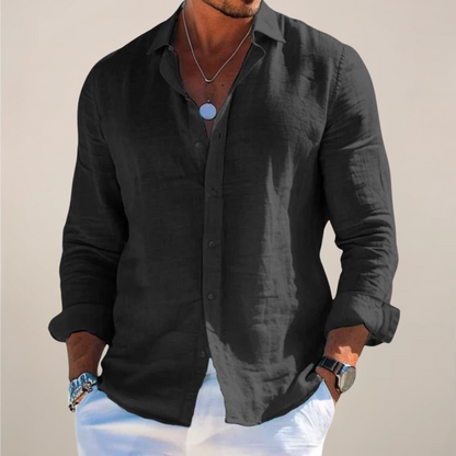 Liam | Lapel Collar Button Down Long Sleeve Relaxed Casual Shirt