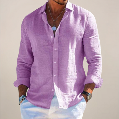 Liam | Lapel Collar Button Down Long Sleeve Relaxed Casual Shirt