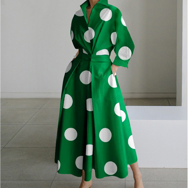Vienna | Women's Elegant Collared Wrap Front Pleated A Line Maxi Dress